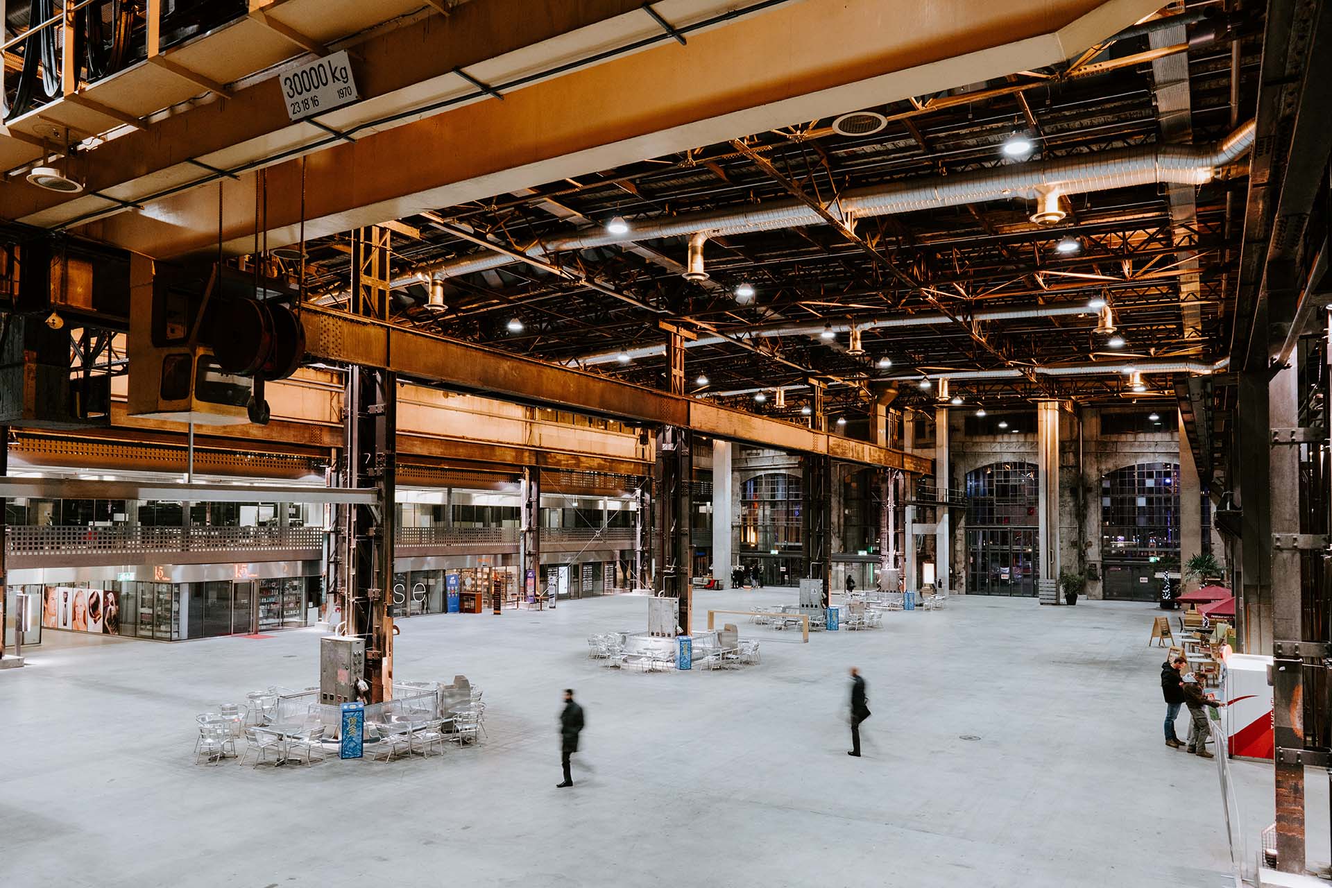 An industrial building that has been converted into retail space