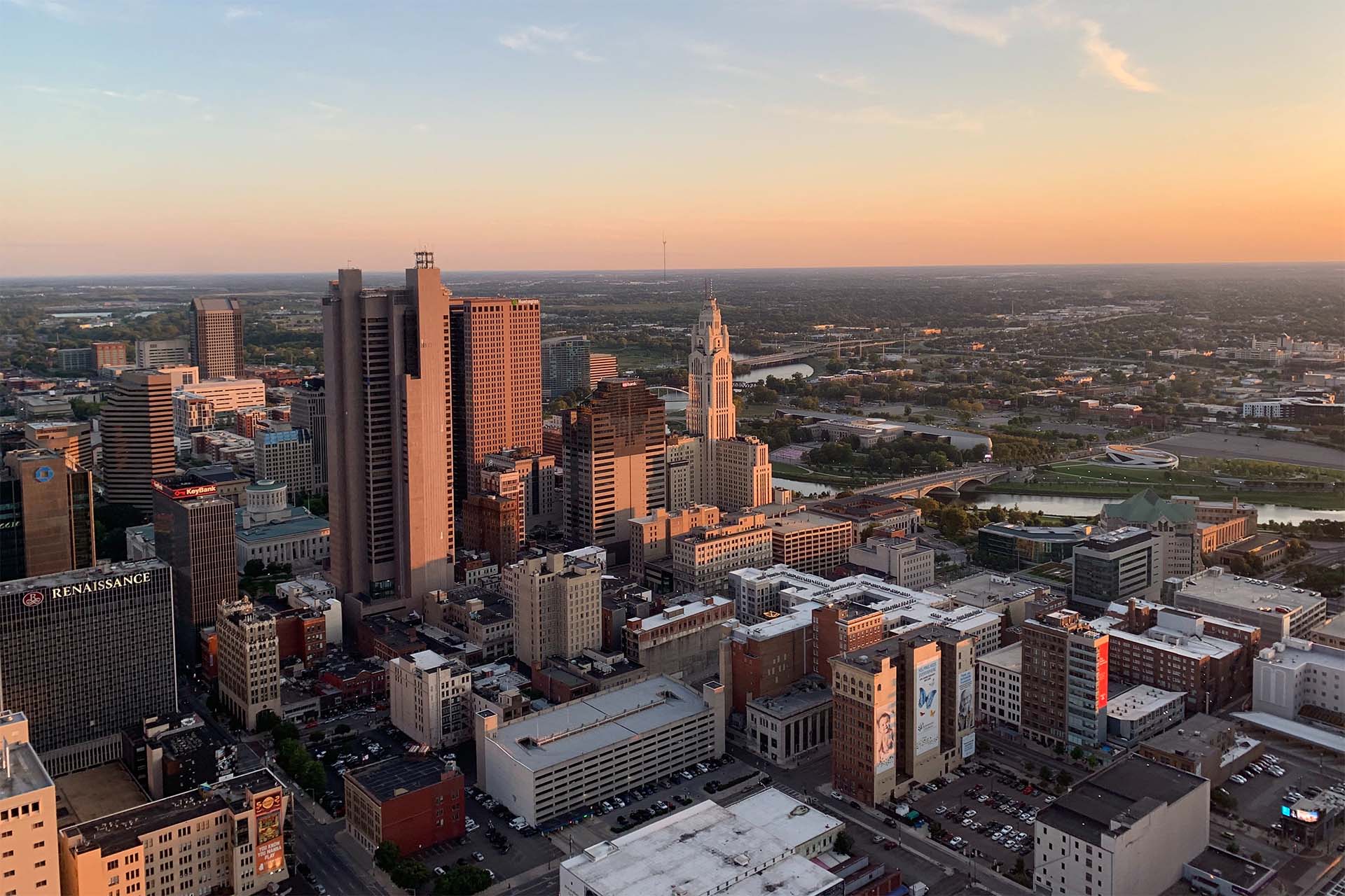 aerial view of the city skyline