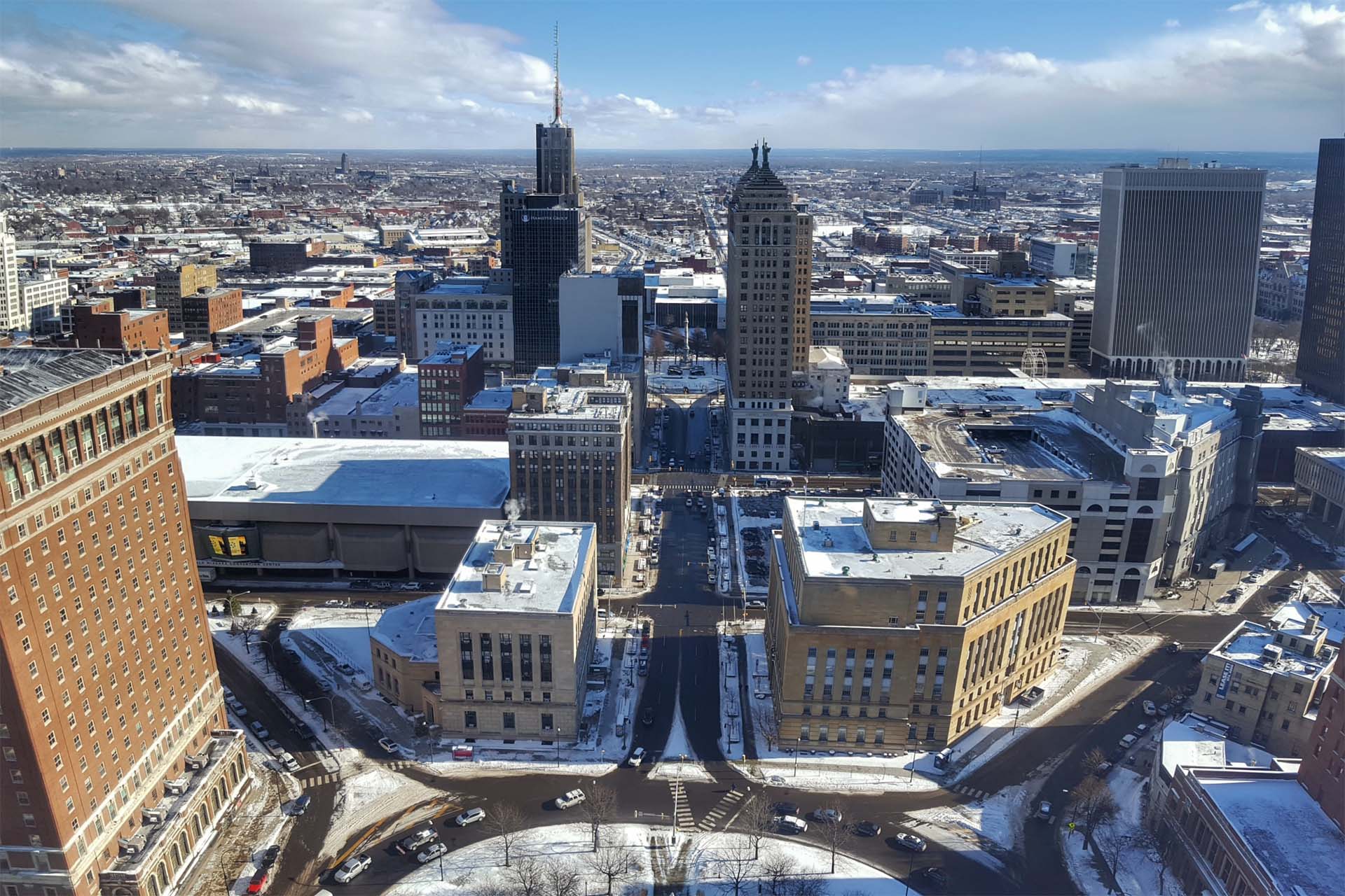 aerial view of a cityscape