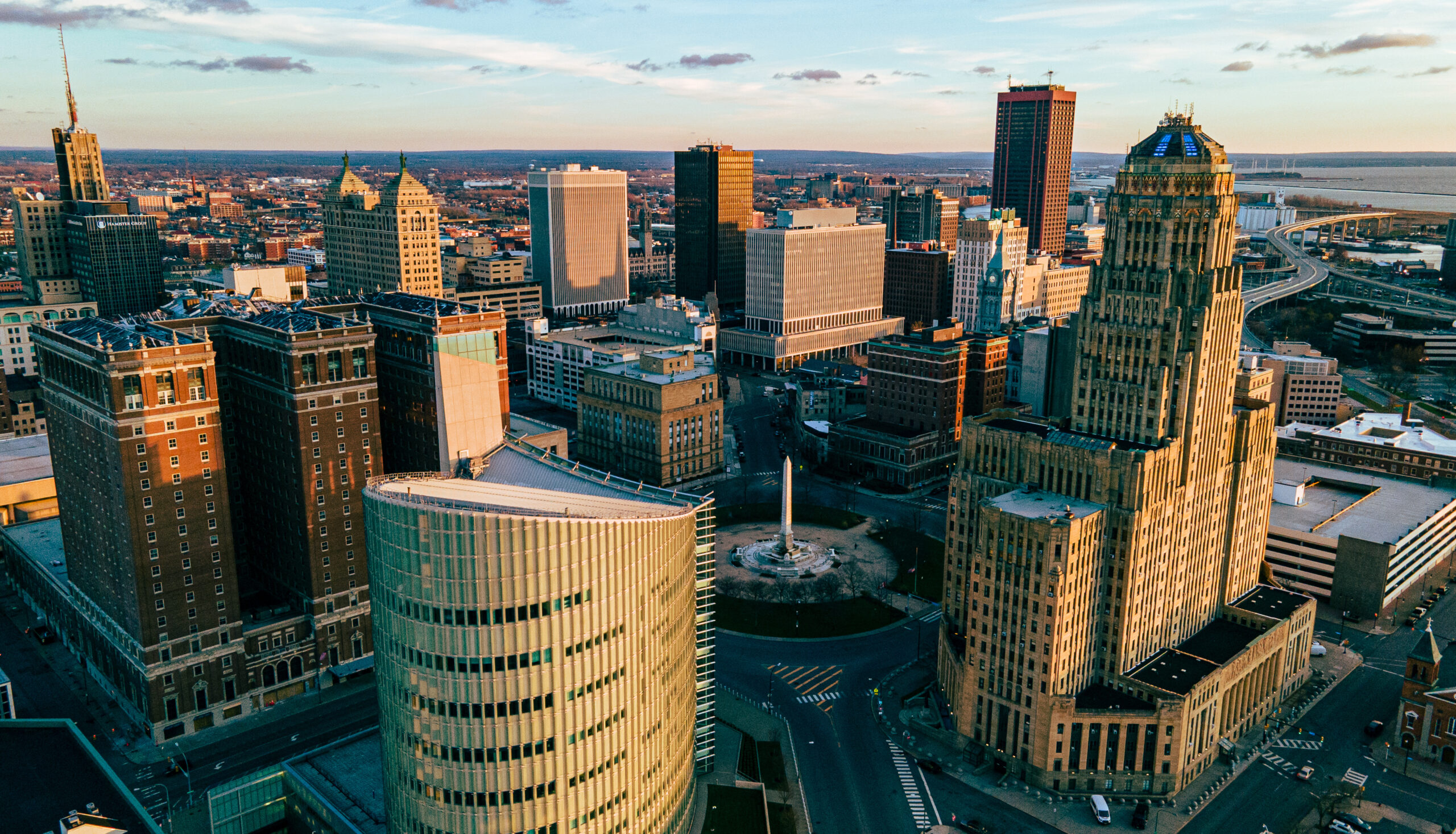 elevated view of buffalo, ny buildings